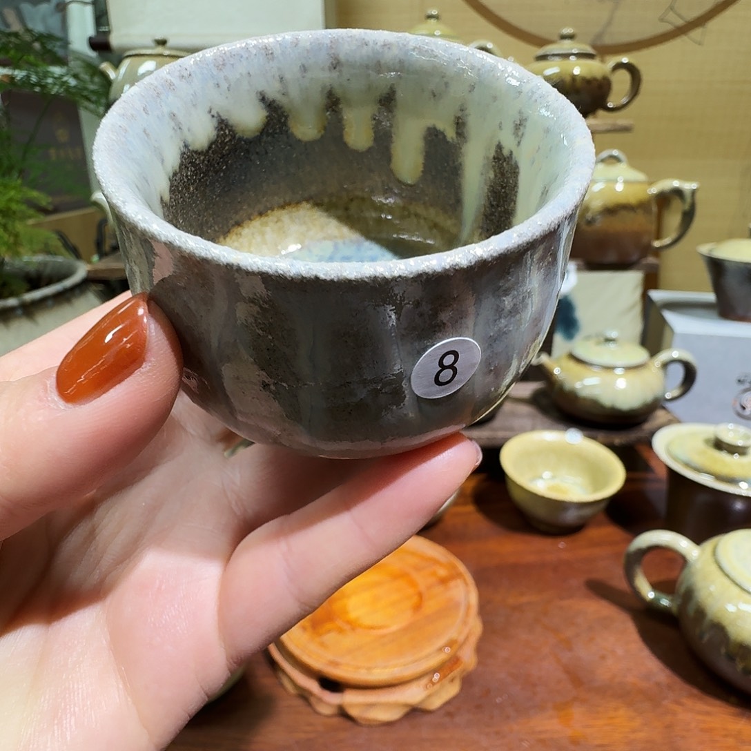 建水紫陶白泥柴烧杯复烧微瑕