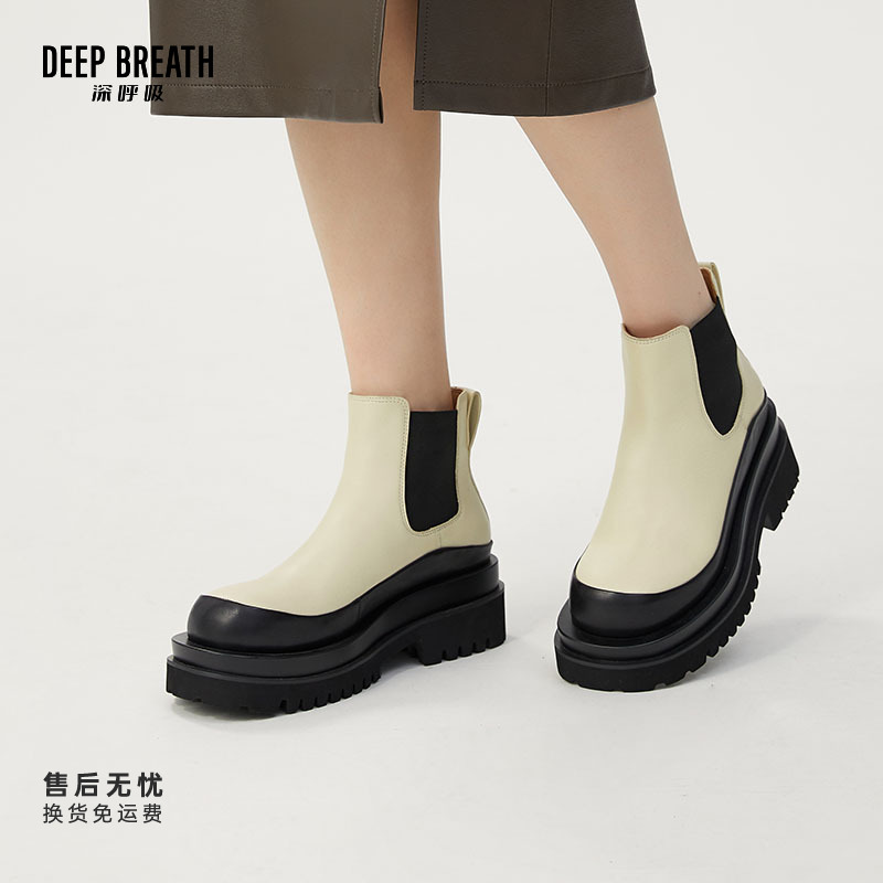 DEEP BREATH深呼吸女鞋新款女秋冬一脚蹬烟管靴短靴女靴AX15168