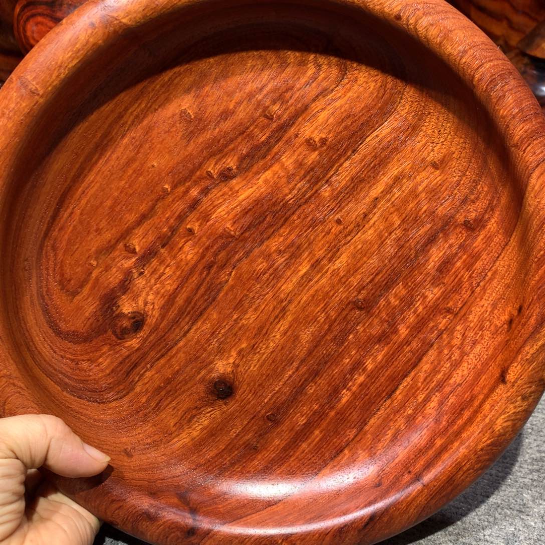 用***8木缅甸花梨木特纹果盘
