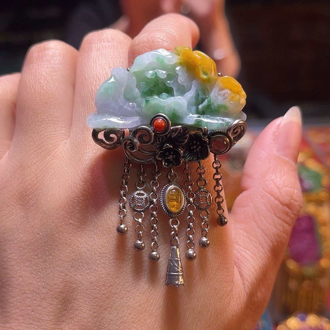 翡翠银S925镶嵌戒指双十二直降