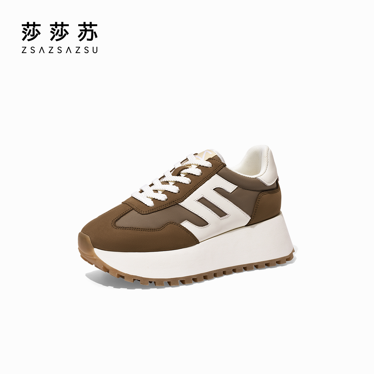 莎莎苏春夏休闲鞋厚底增高显瘦雅丹风运动阿甘鞋德训鞋ZA54183-30