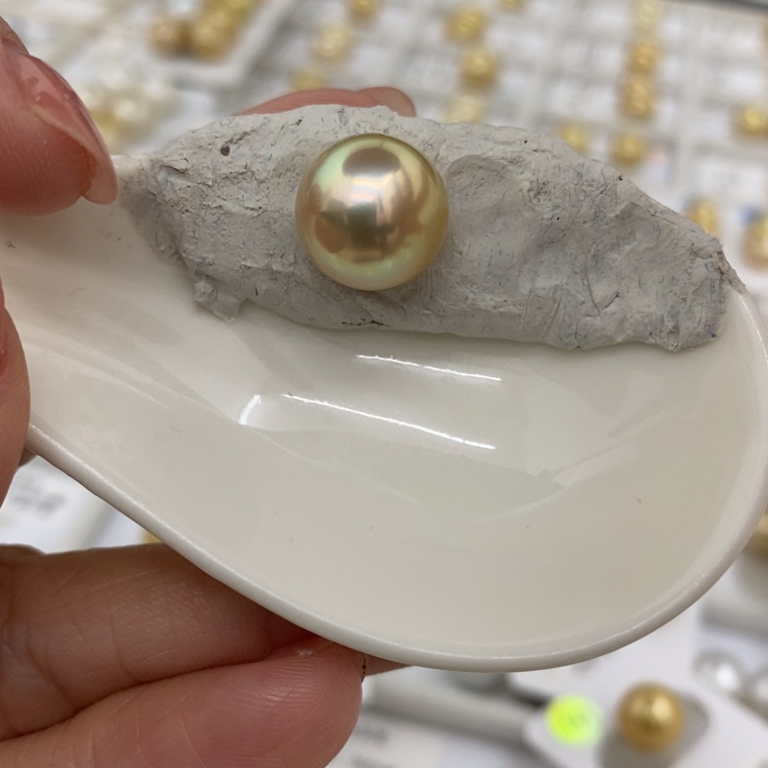 海水珍珠裸珠未镶嵌金绿12.2
