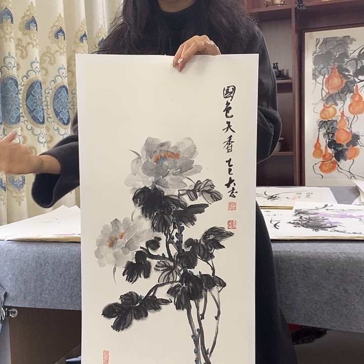 国画纯手绘国画写意作品34*68