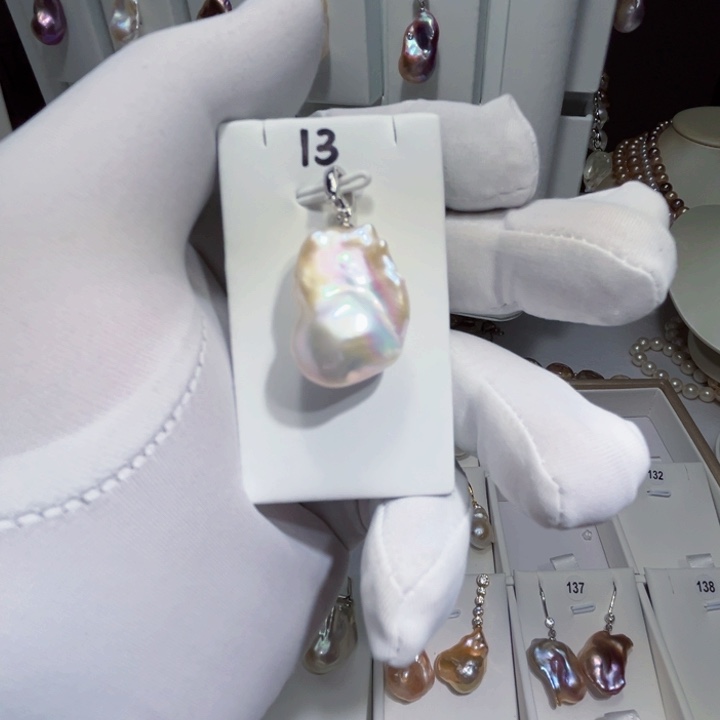 淡水珍珠吊坠(不含链)银S925镶嵌小*子