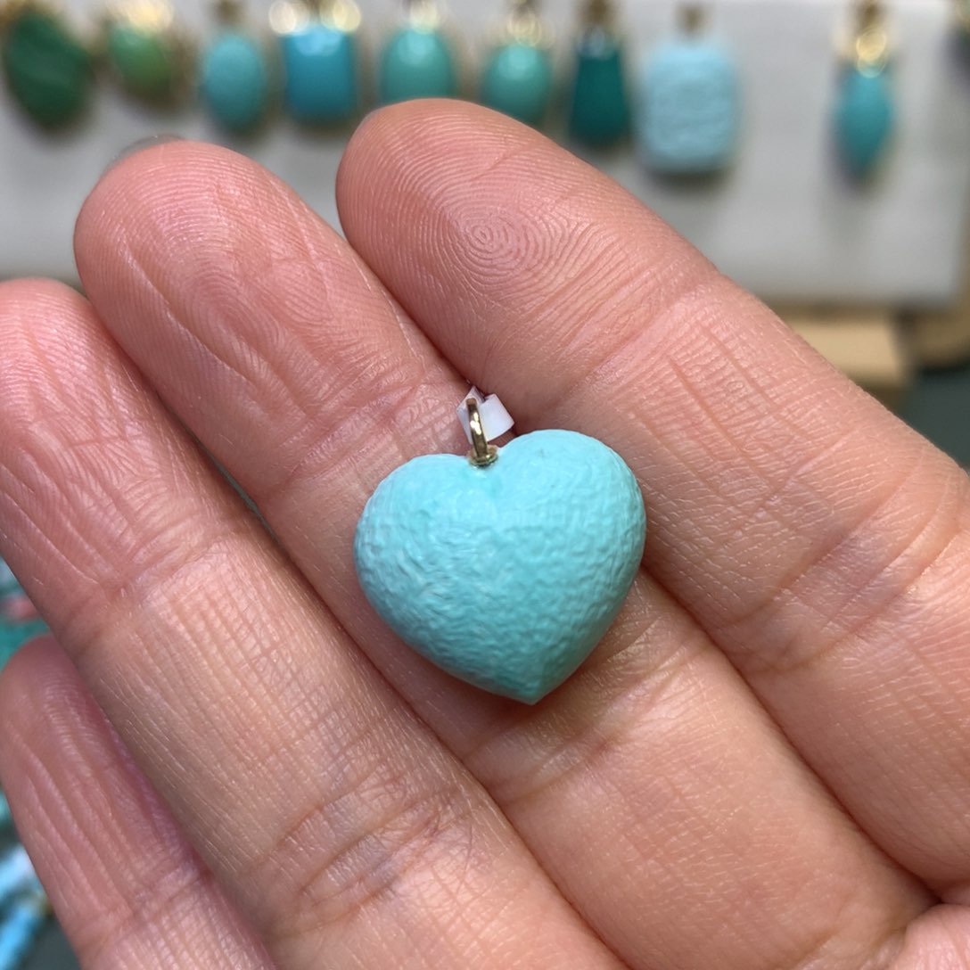 绿松石吊坠18K金镶嵌