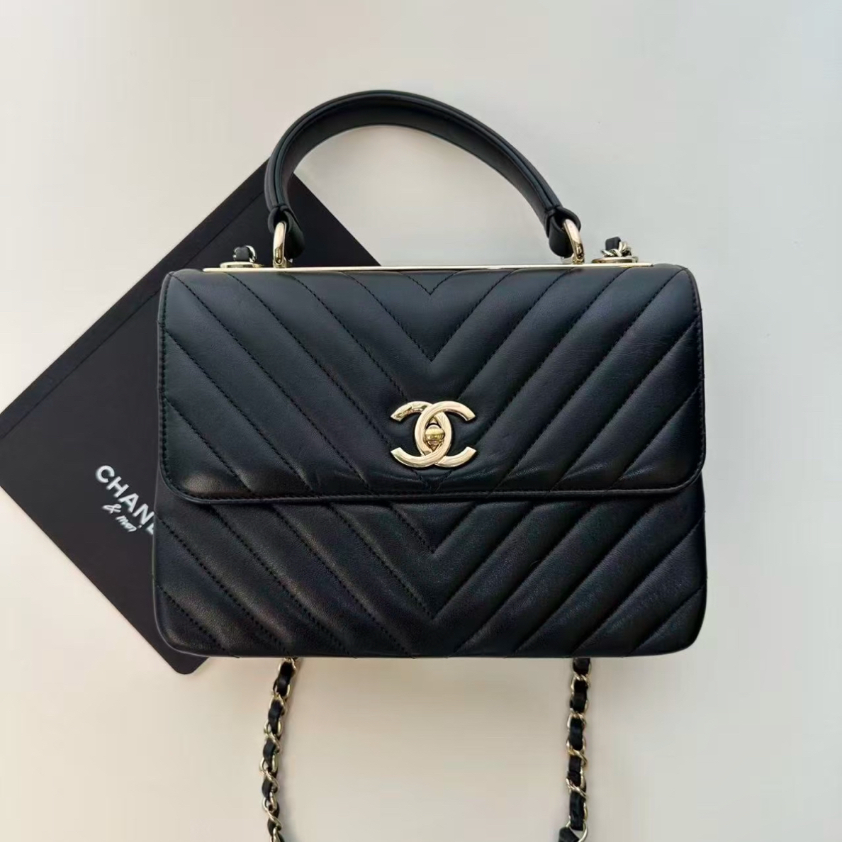 99新 Chanel/香奈儿 trendy cc 黑金v纹 小号羊 /甄选