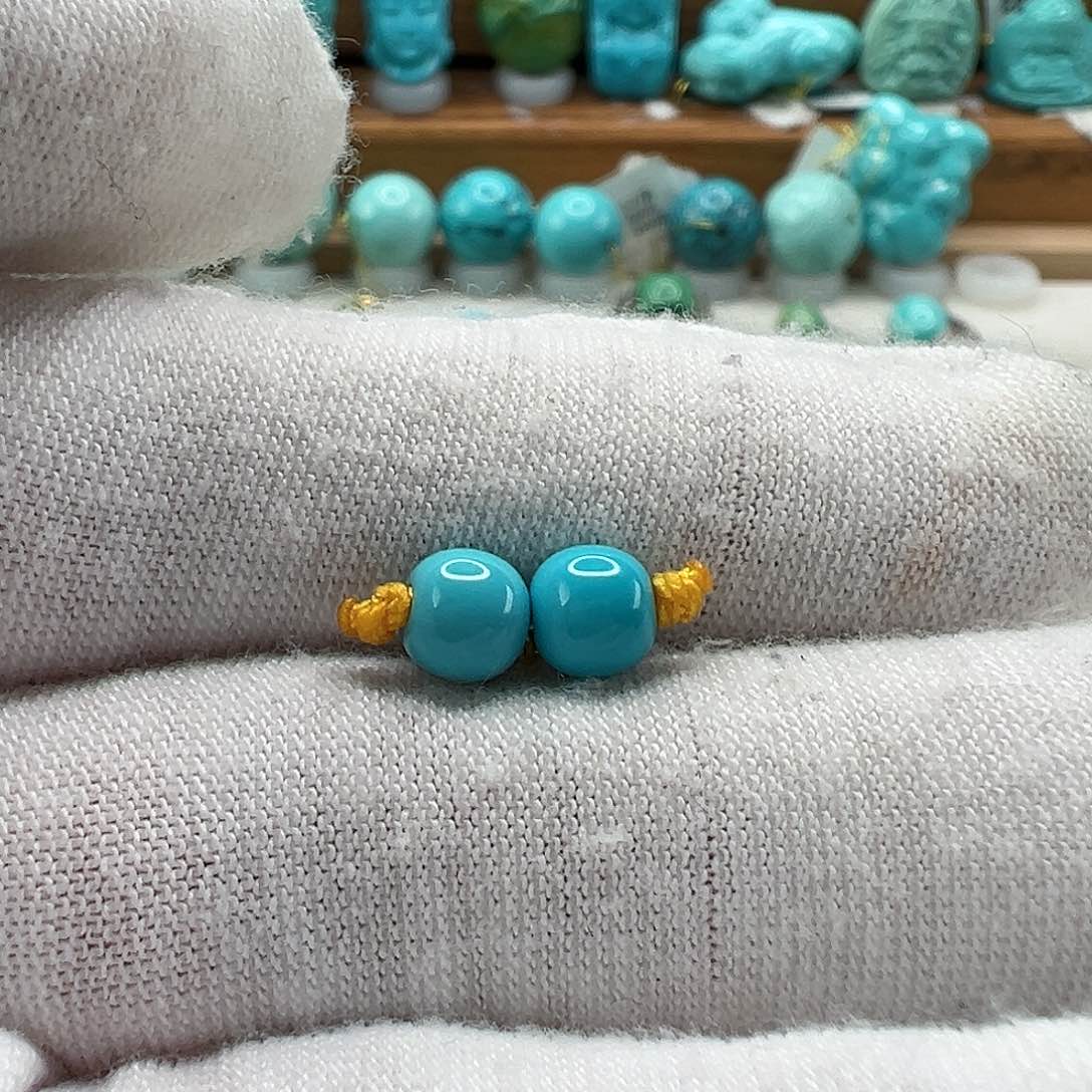 绿松石老型对珠 未镶嵌