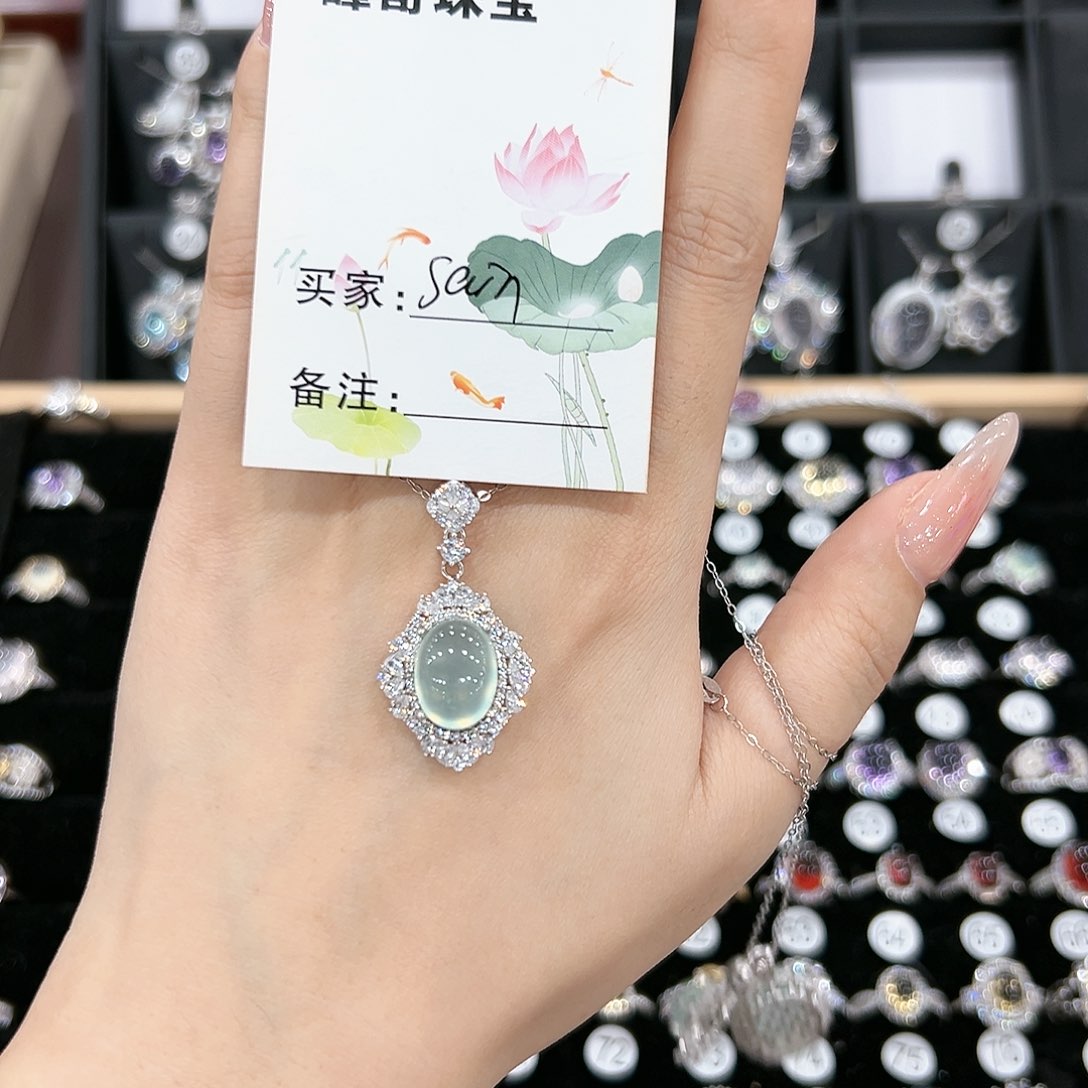 芙蓉石戒指银S925镶嵌戒指