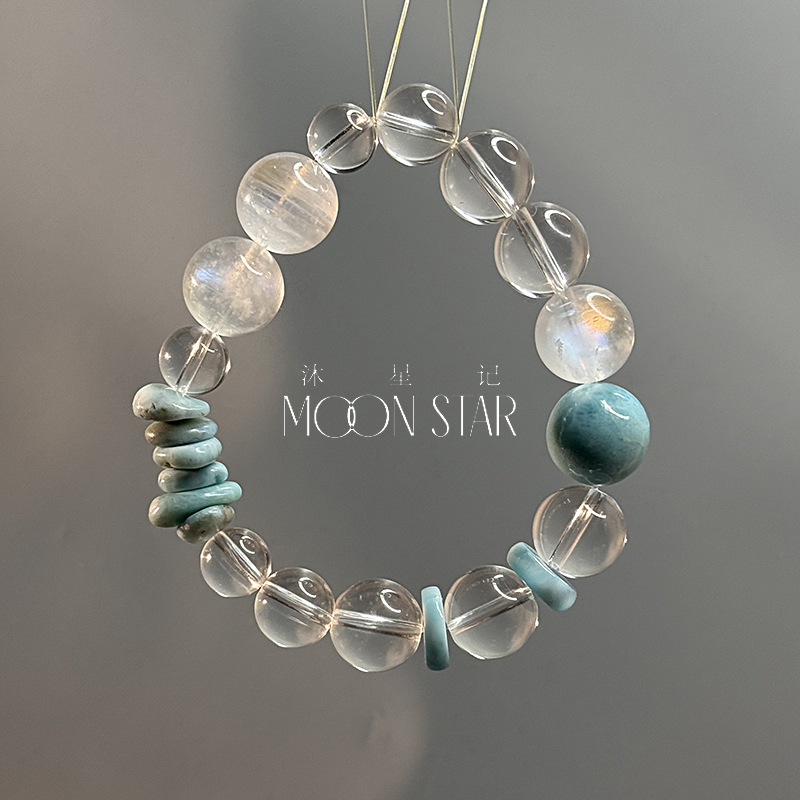 【无缺】高透白水晶海纹石配海纹石原石