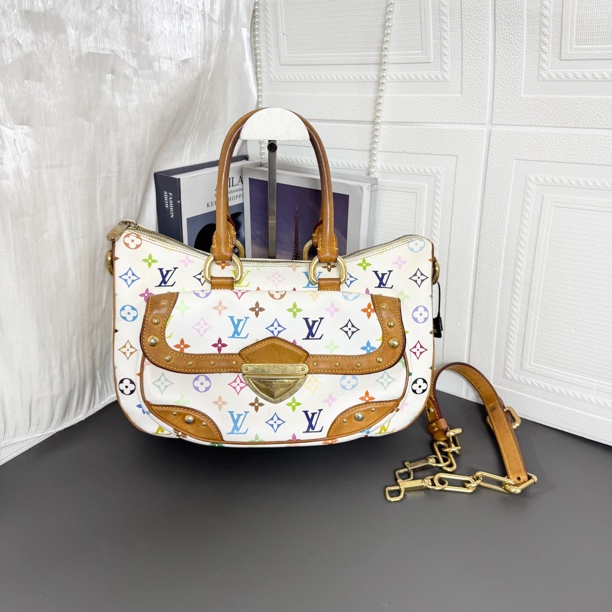 95新 LouisVuitton/路易威登 95新 白三彩手提单肩包