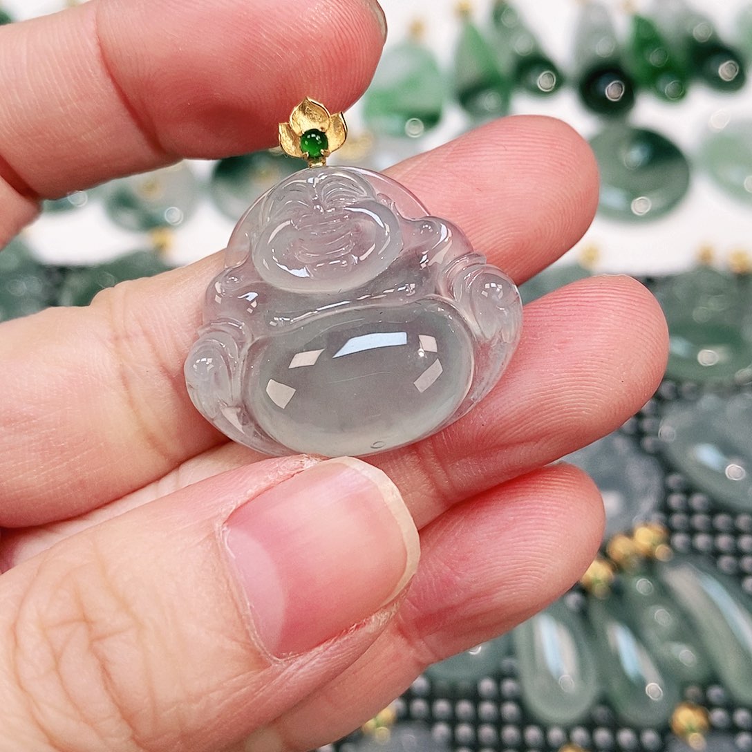 翡翠颈饰18K金镶嵌吊坠