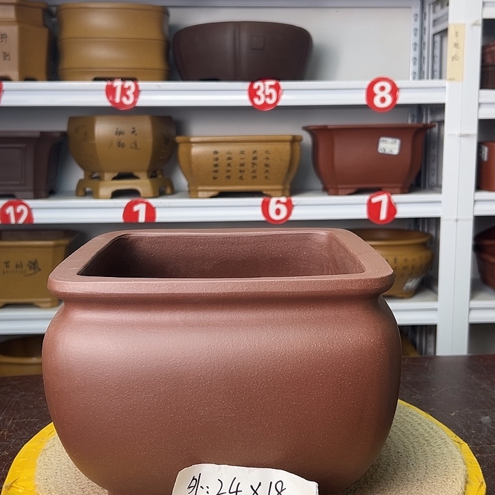 紫砂花盆蛇年大吉