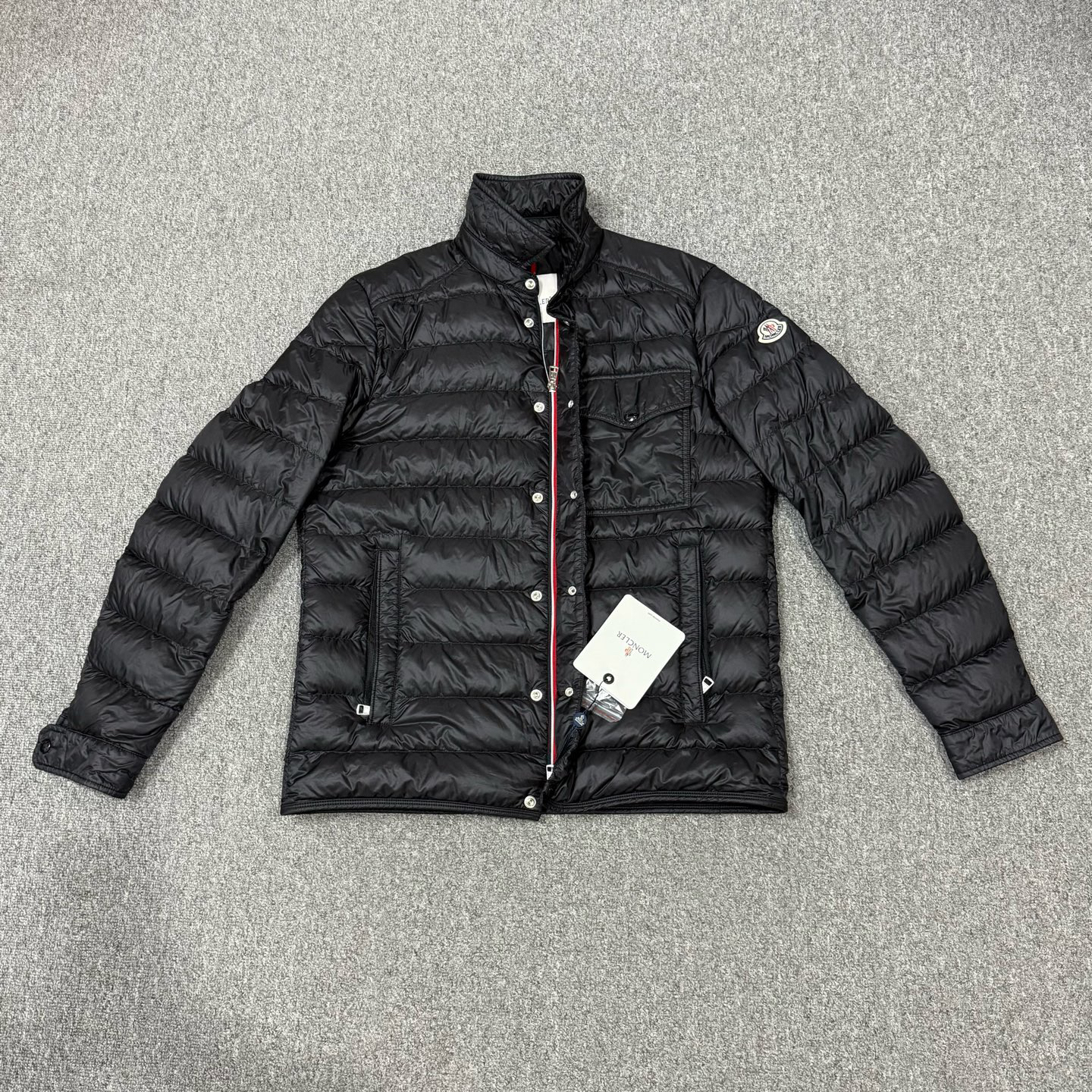 99新 MONCLER 18775259新款Tenibres藏蓝色拉链翻领羽绒服外套3码