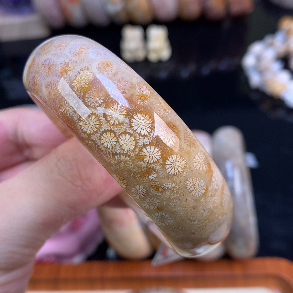 【闪购商品】颈饰未镶嵌硅化珊瑚（珊瑚玉）36号金皮花花55.8圈