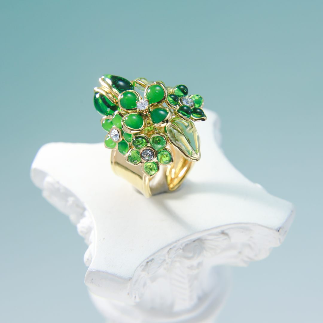 合金仿水晶戒指 法产gripoix 花卉系列 戒指