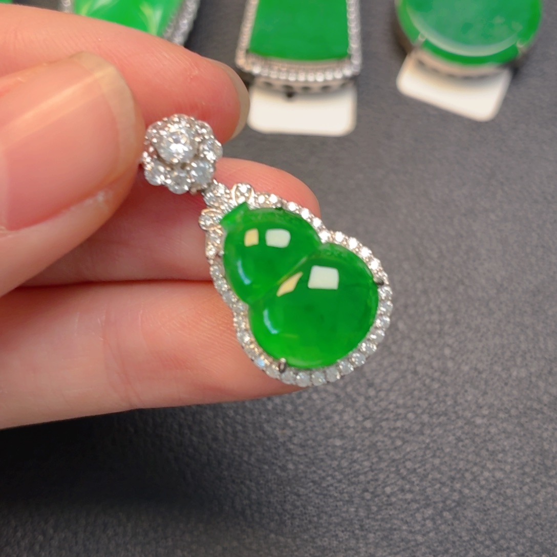 翡翠银S925镶嵌吊坠(不含链)