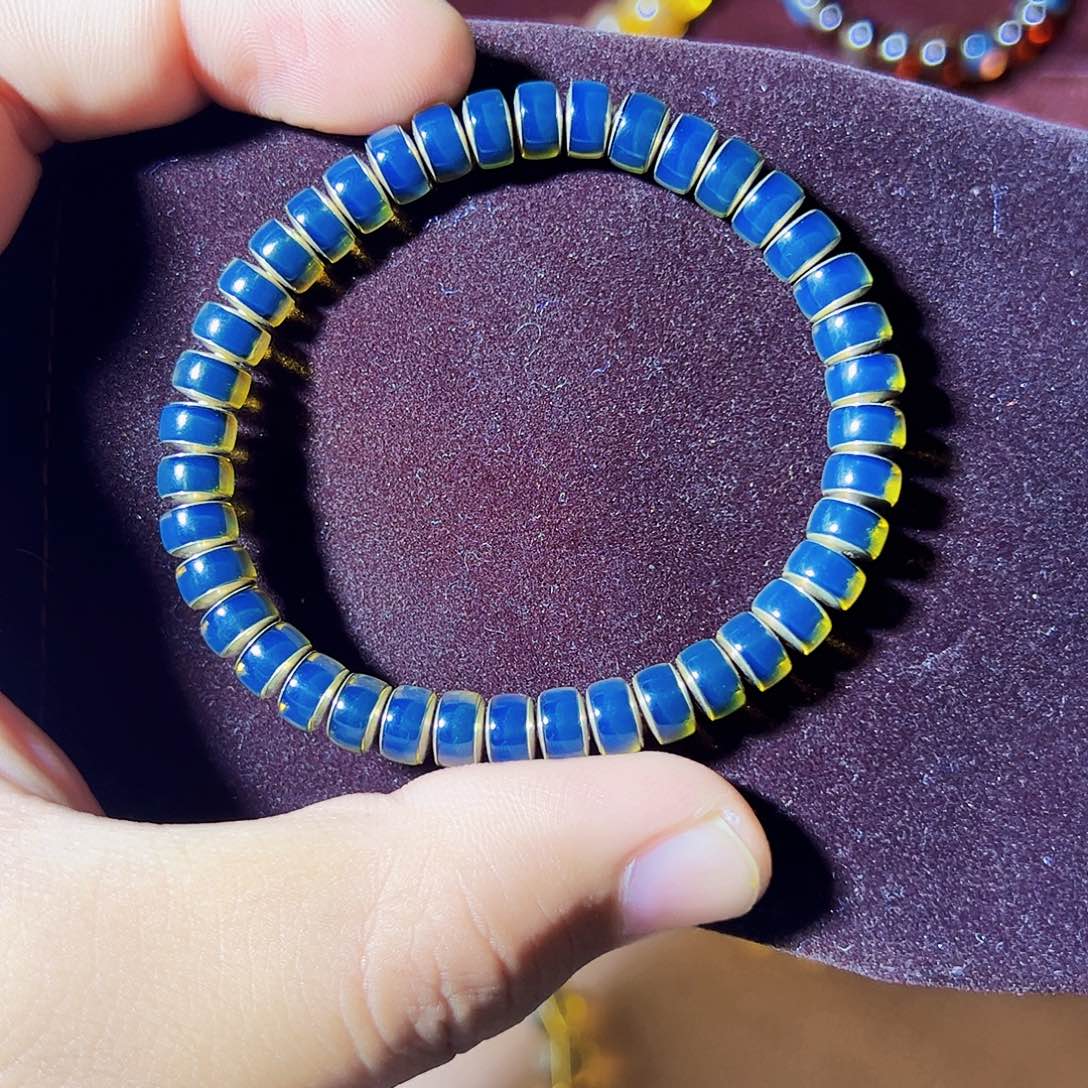 蓝珀珠宝奇石未镶嵌墨西哥7mm药片