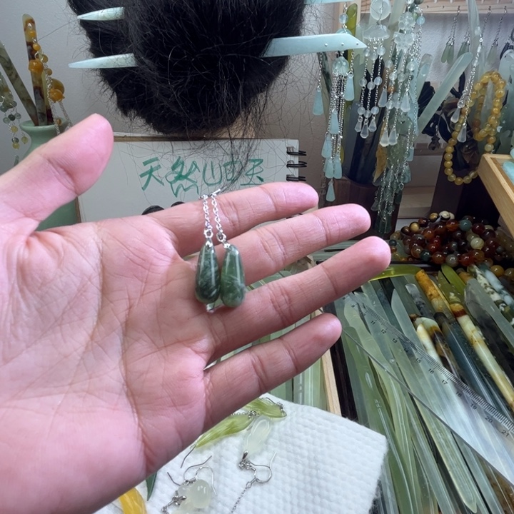 蛇纹石玉发饰未镶嵌老油翠