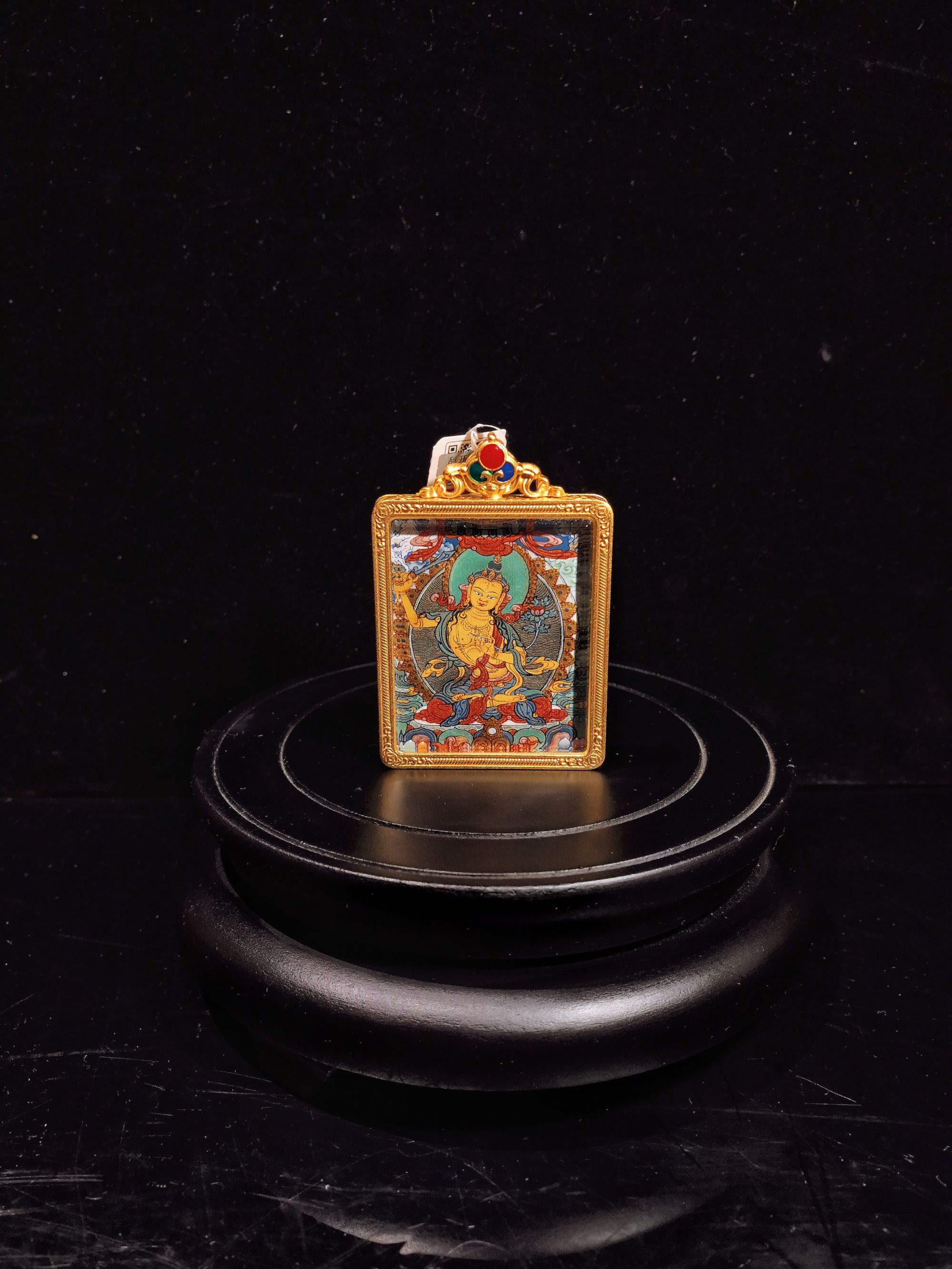 藏式彩绘十二生肖八大守护举剑文殊菩萨随身佩戴本命卡