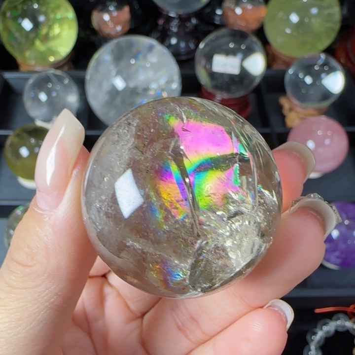 水晶天然水晶球M44未镶嵌天然3.7公分茶