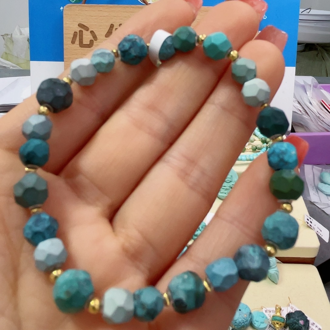 绿松石珠宝奇石18K金镶嵌
