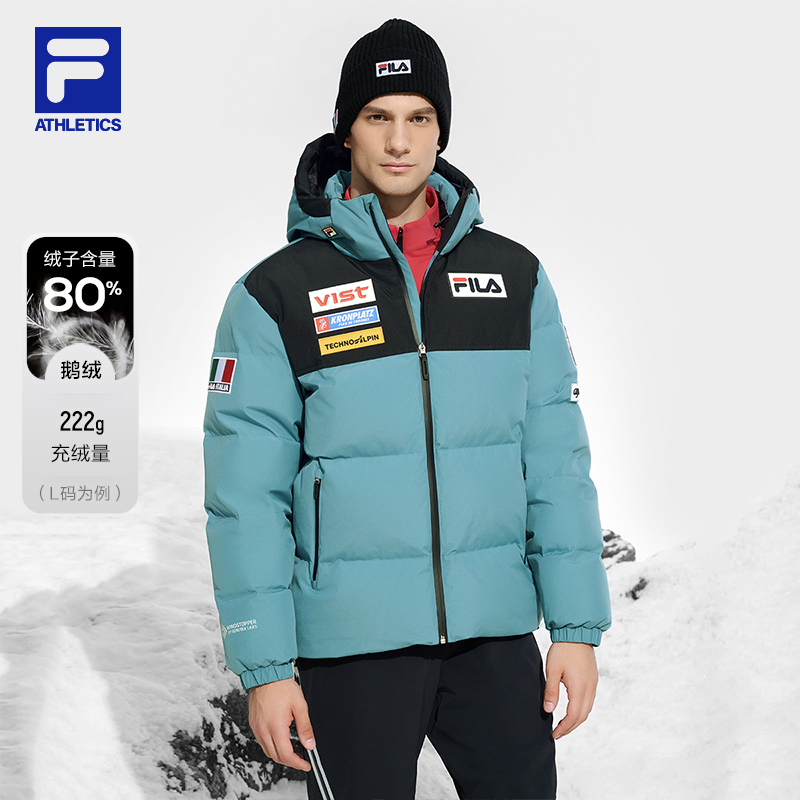 FILA斐乐五方联名羽绒服男女情侣冬季潮流运动保暖蓬松滑雪连帽