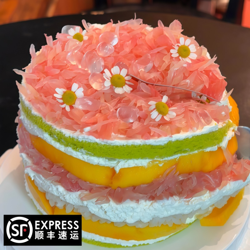 贵妇甜品【固体版杨枝甘蛋糕】露冰沙冷萃酸奶芒果西柚新鲜低温蛋糕