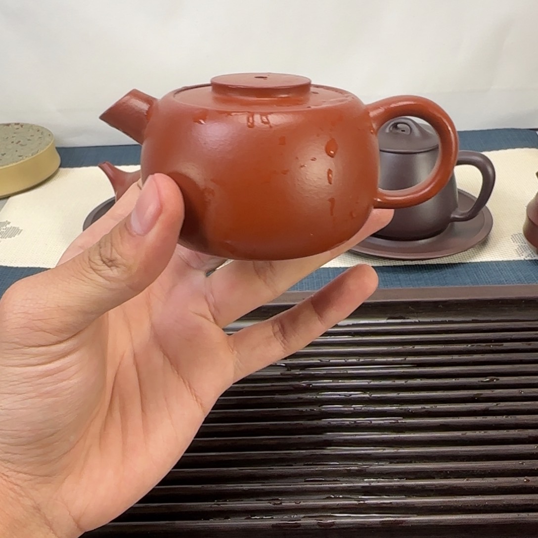 紫砂茶壶朱泥大红袍炮嘴