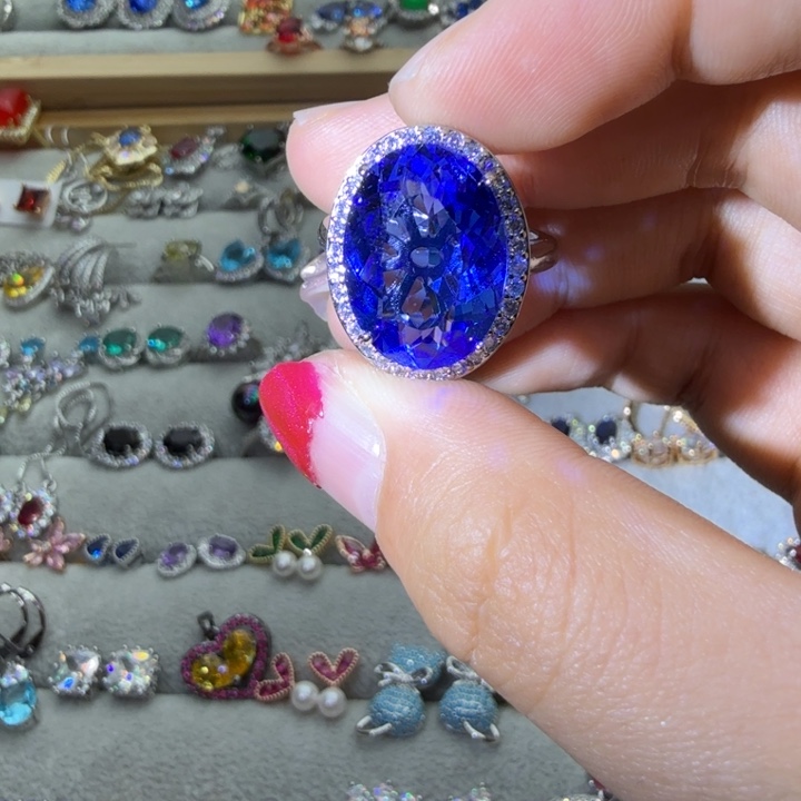 银S925镶嵌烟晶戒指