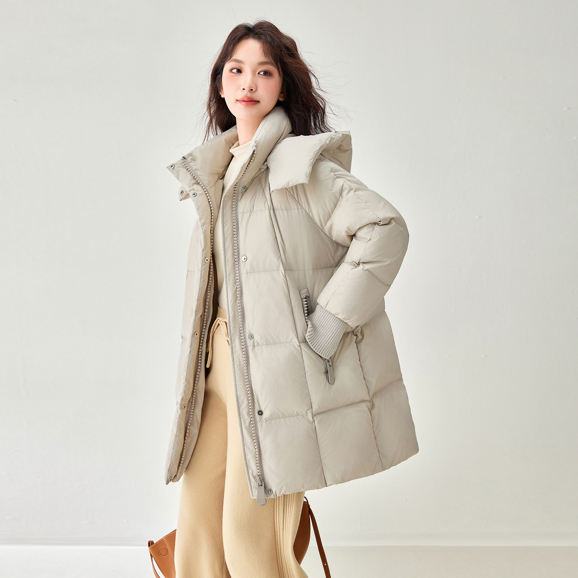 5035国标90绒羽绒服女连帽时尚宽松冬季加厚保暖鸭绒外套潮