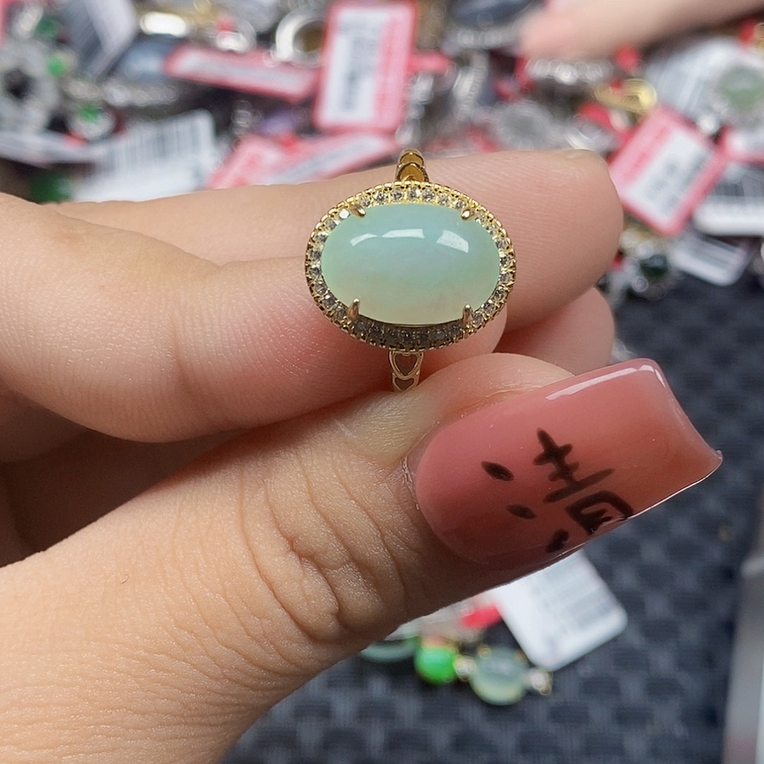 翡翠银S925镶嵌戒指