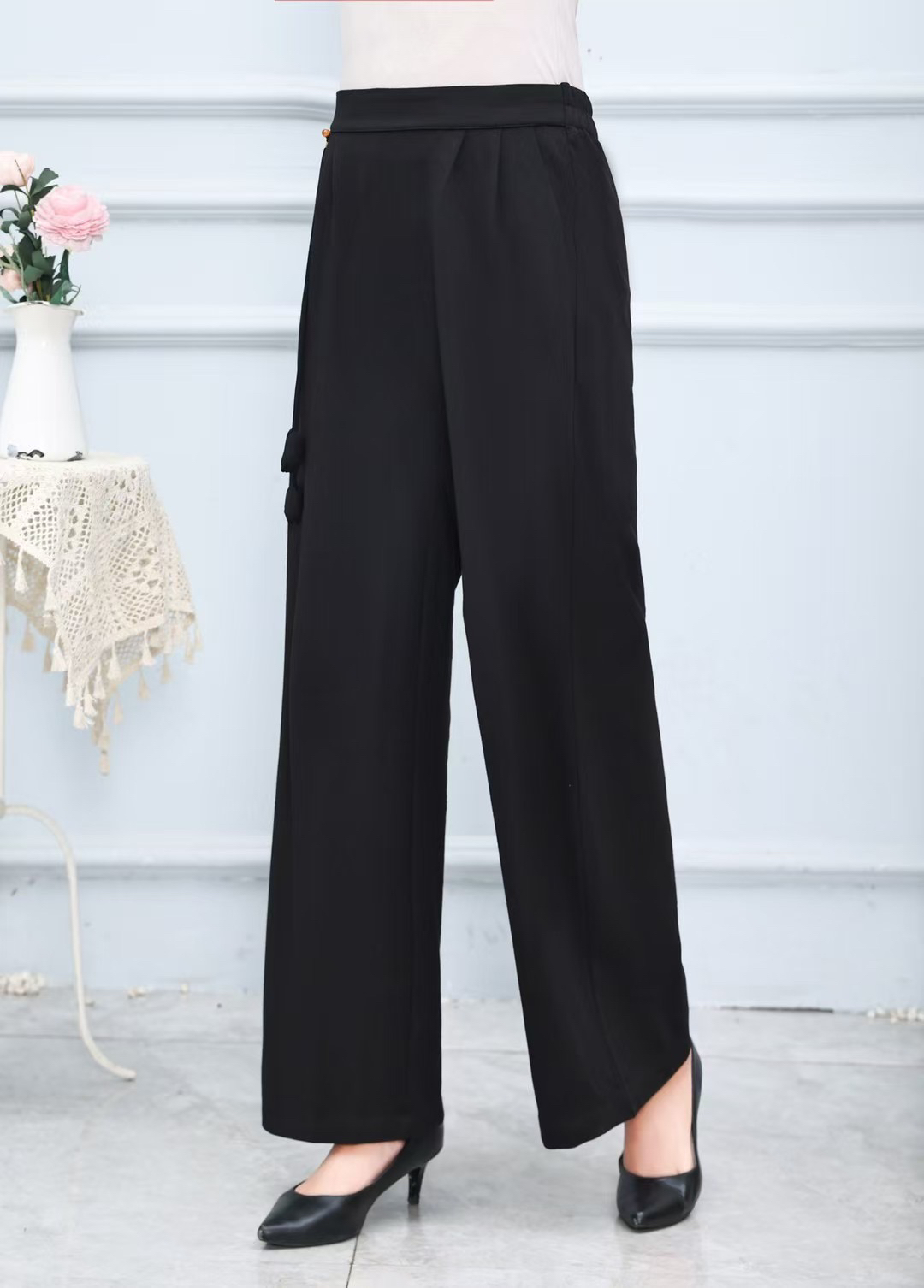 女士高腰百搭直筒裤春秋长裤高弹舒服遮肉显瘦气质