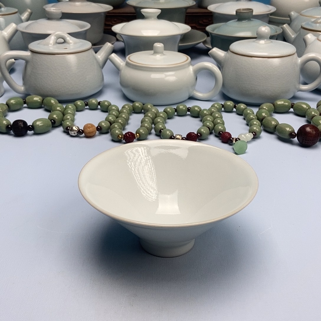 杯月白斗笠杯原矿原釉原产地