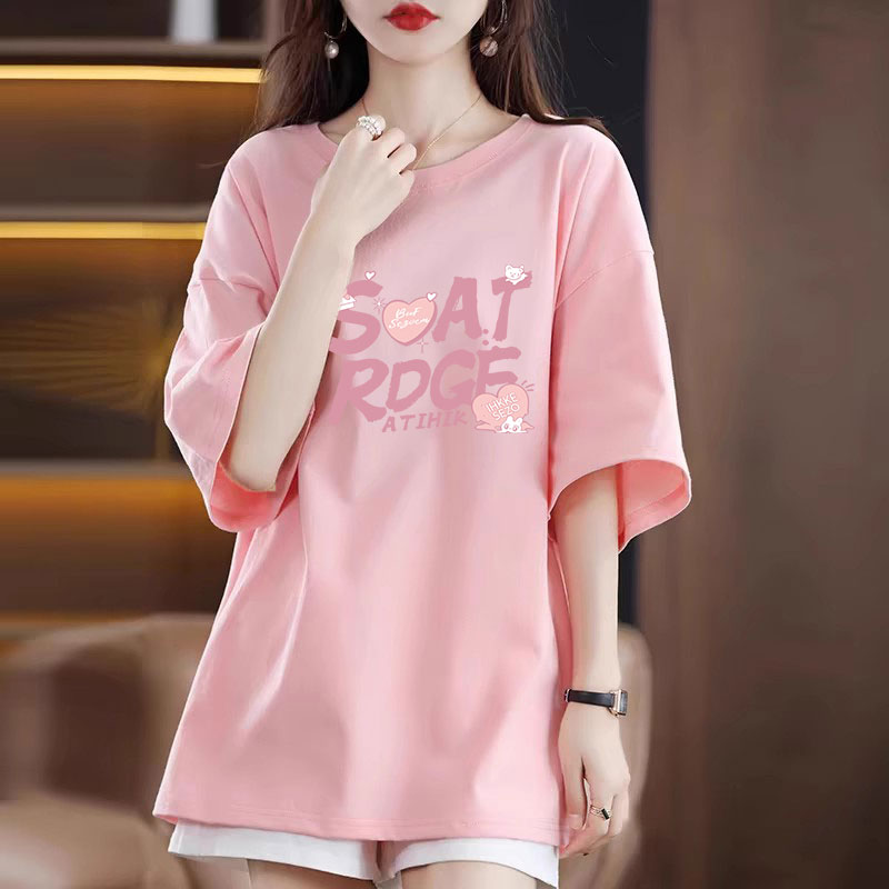 洋气衣服女夏季新款短袖t恤女纯棉欧货大版中长款宽松显瘦ins潮牌