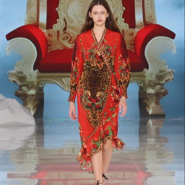 【欧宝莱尔】时尚气质真丝连衣裙305-24102