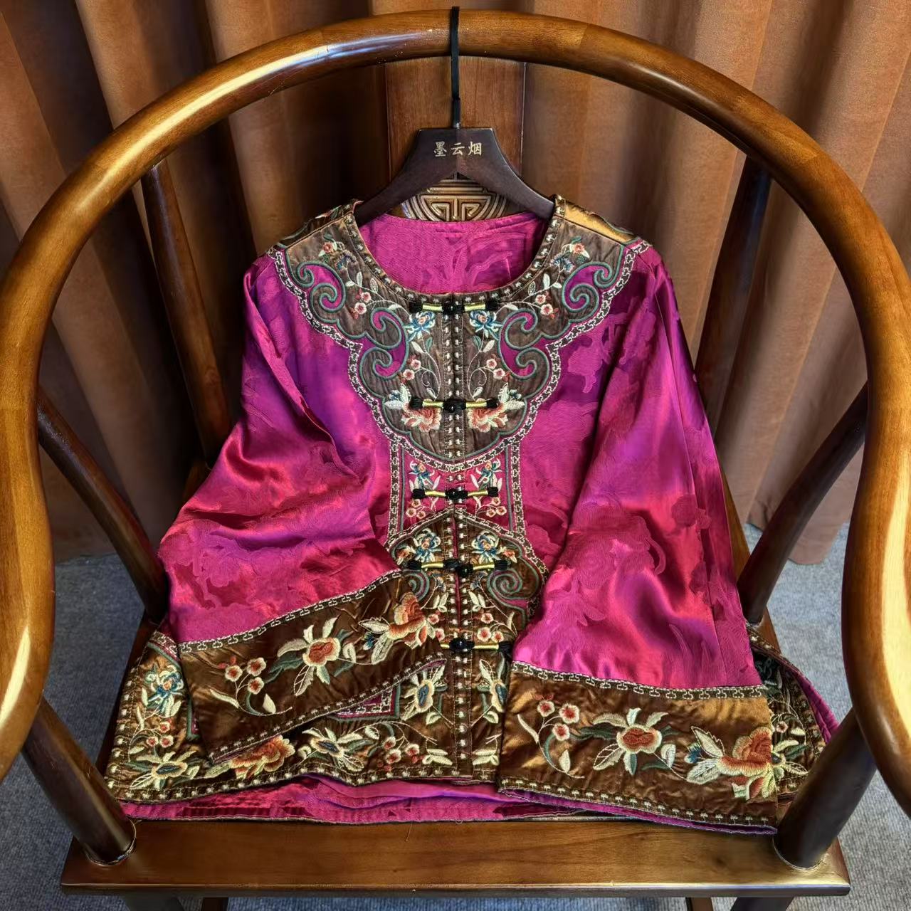 【昭如】高端新中式民族风气质秋夏重工刺绣外套七分袖宽松上衣女士