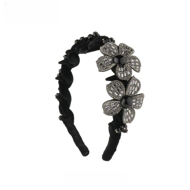 网纱烫钻超闪亮玻璃珠饰齿梳发箍手工发饰花朵港风气质轻奢发饰