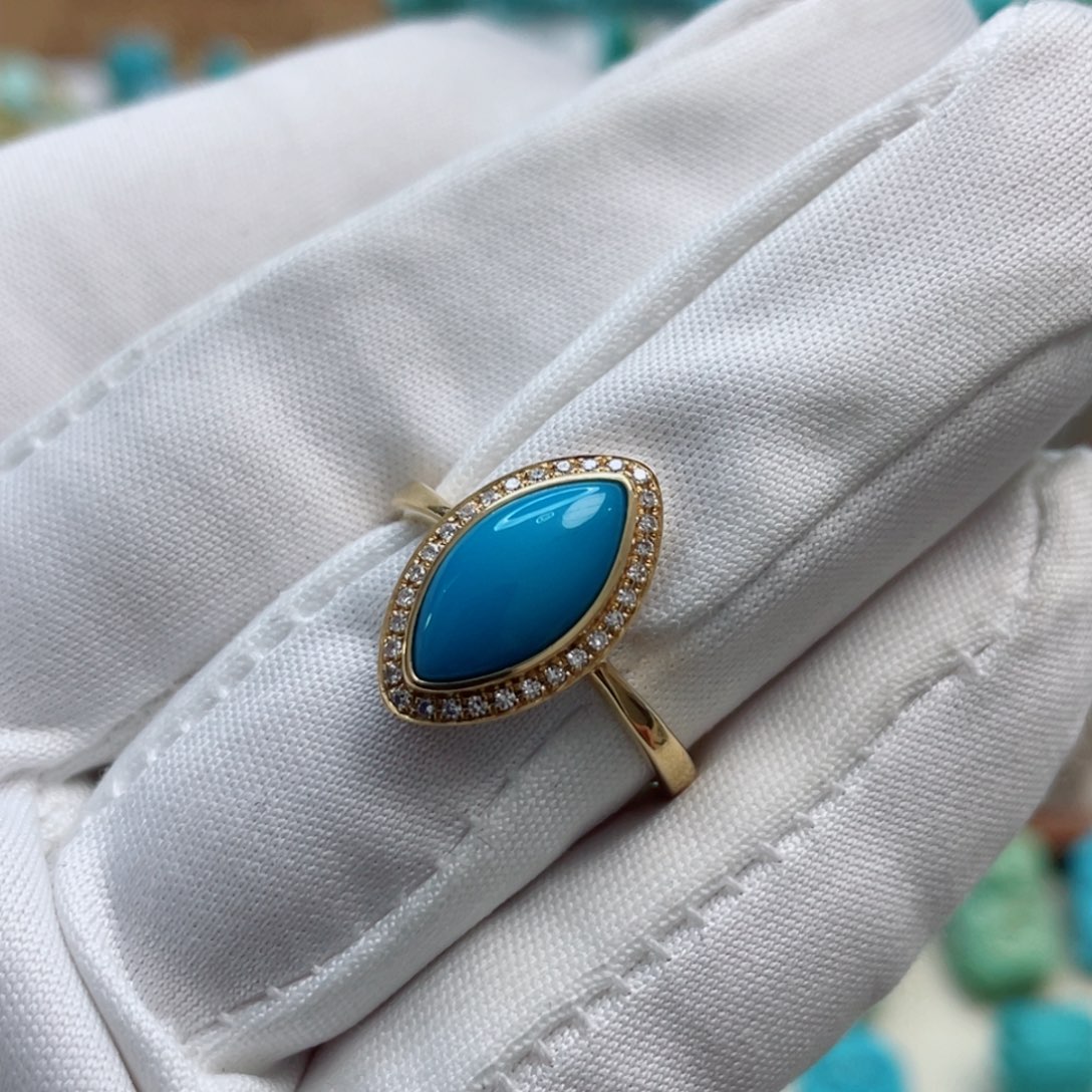 绿松石珠宝奇石18K金镶嵌