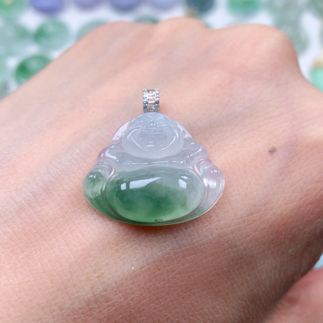 翡翠吊坠(不含链)18K金镶嵌