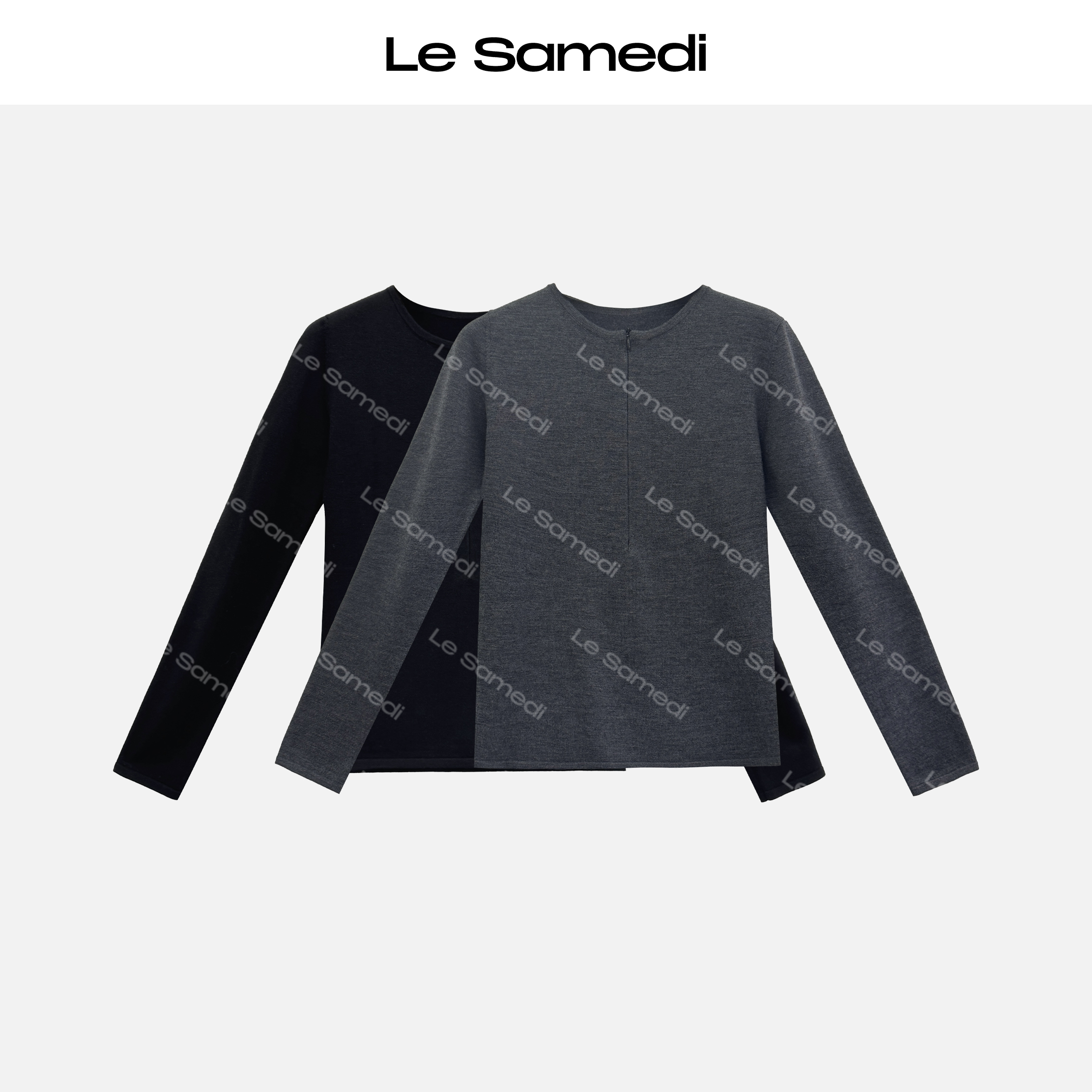 Le Samedi马油叶儿【瘦瘦打底】杨子羊毛修身造型感拉链打底衫