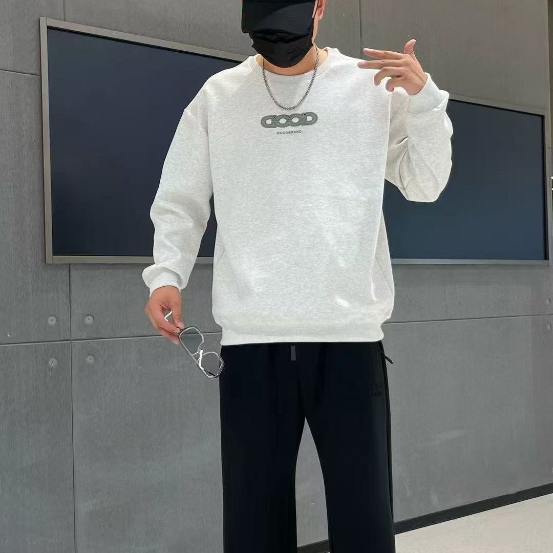 加肥加大冬季加绒圆领卫衣保暖休闲百搭3776