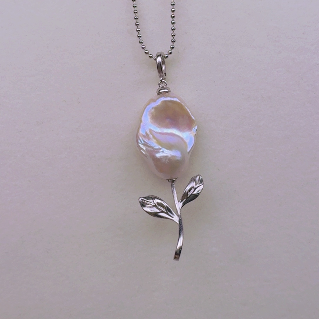 淡水珍珠银S925镶嵌耳饰