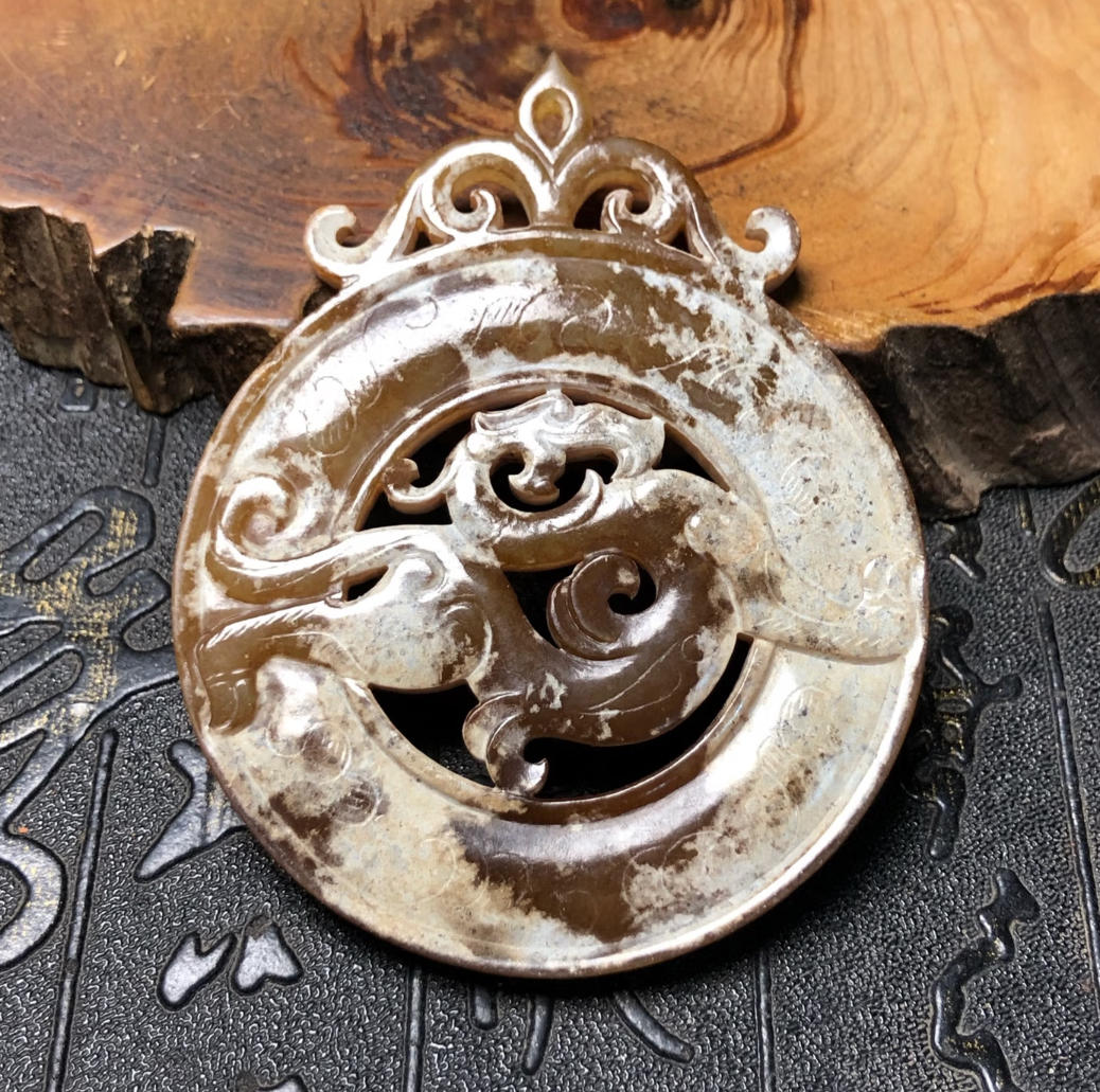 和田玉高古玉佩收藏摆件