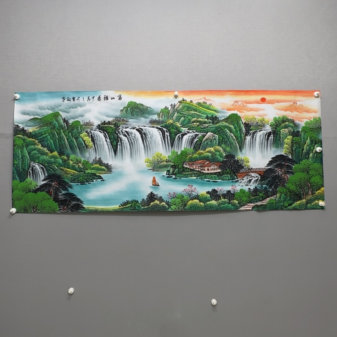 国画横幅六尺精品山水贾敏