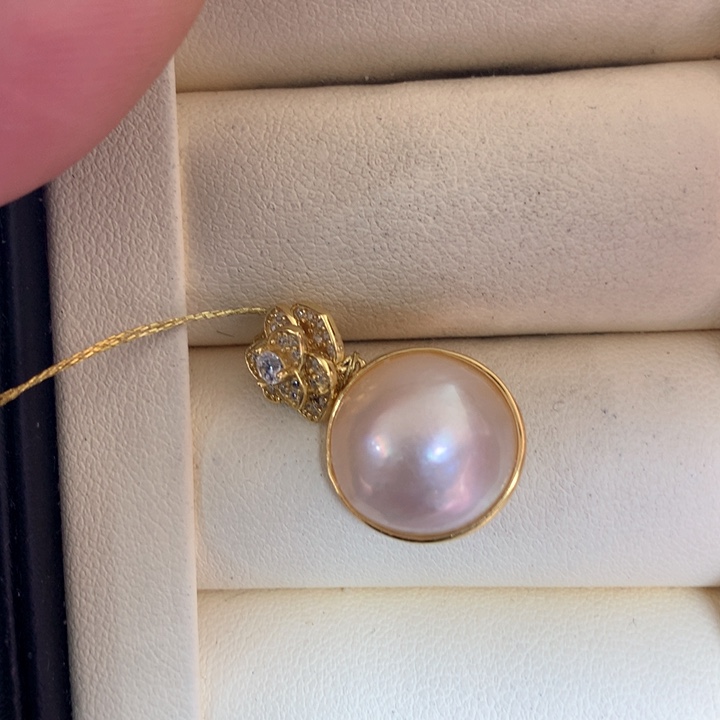 银S925镶嵌颈饰拼合珍珠（马贝珠）