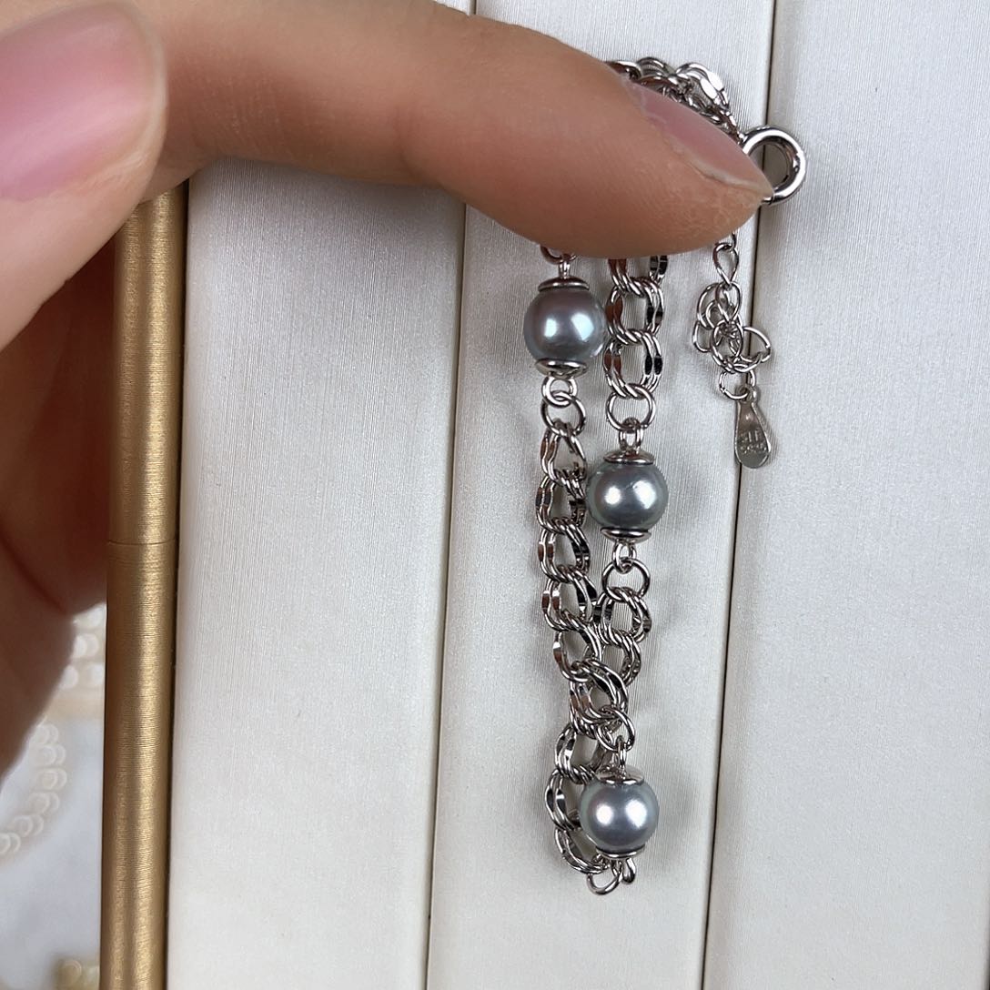 海水珍珠手绳银S925镶嵌