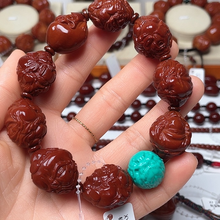 橄榄核手串用****8包浆玉化