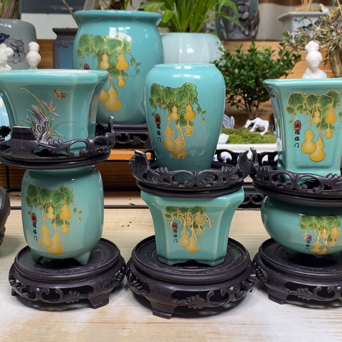 紫砂陶瓷艺术花盆陶瓷