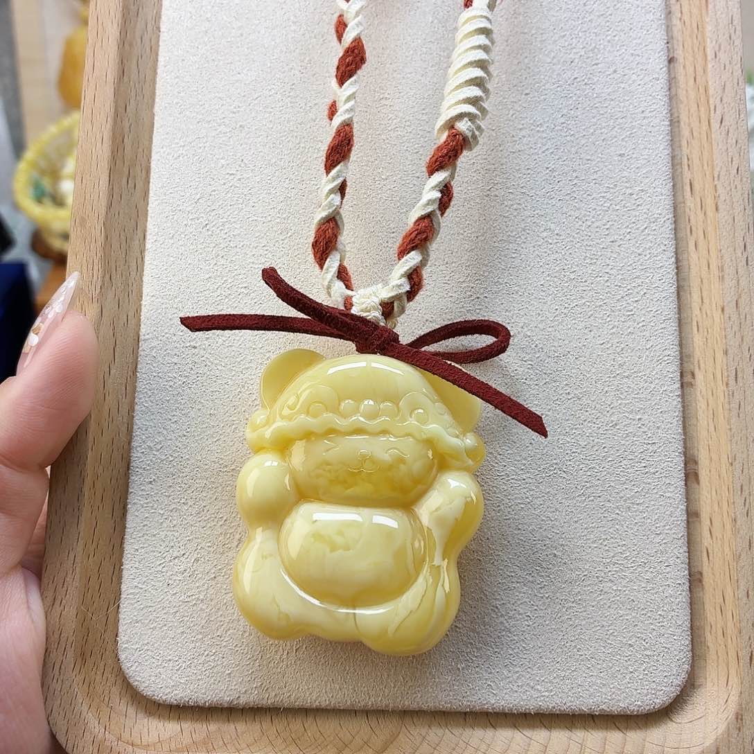 未镶嵌颈饰蜜蜡抱抱熊