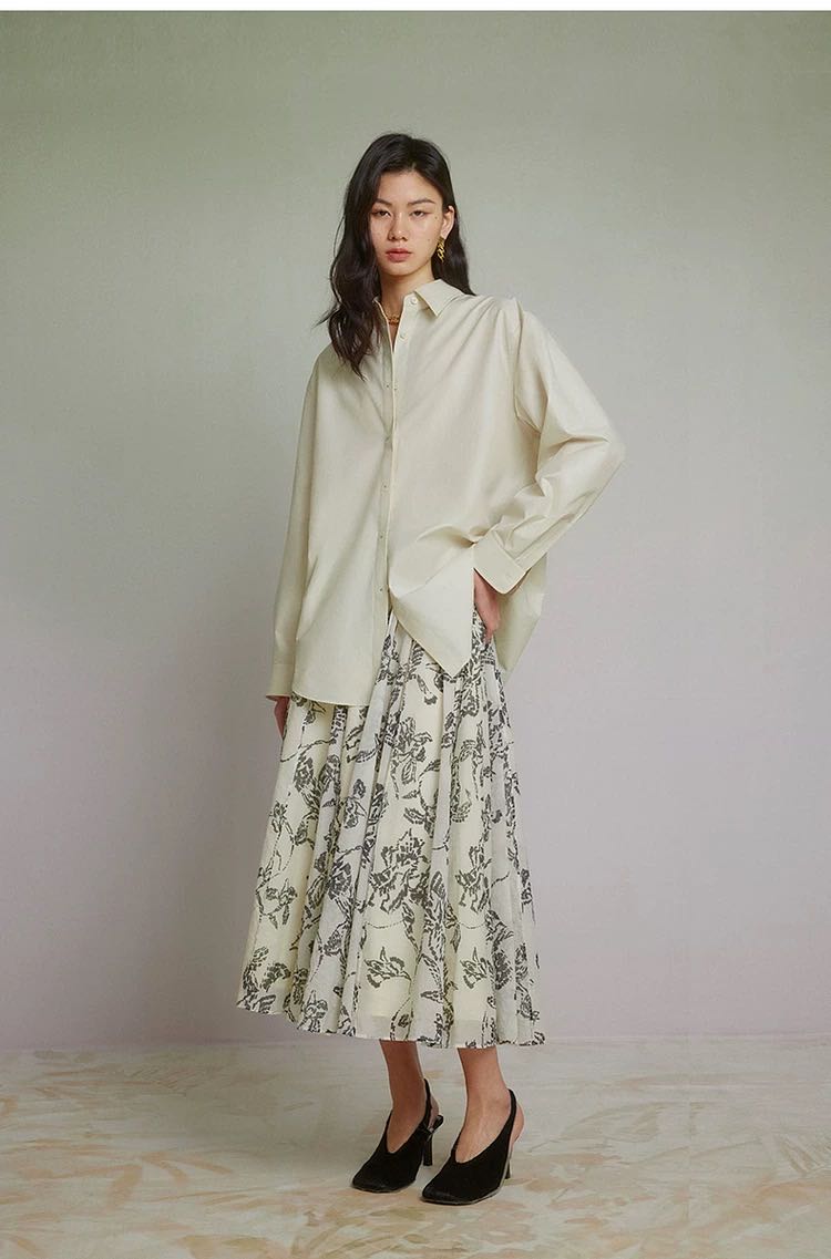 杰瑞【女性魅力】垂樱鞭印花蓬松伞裙半身裙夏季新款优雅伞裙女